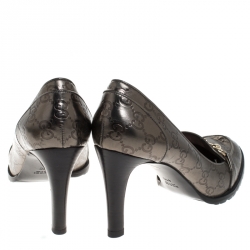 Pre Owned حذاء كعب عالي غوتشي مزين بهورسبيت جلد غوتشيسيما ميتاليك مقاس 41