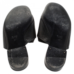 Pre Owned Gucci Black Leather Julie Faceted Open Toe Flat Size 37