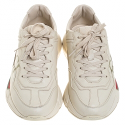 مملوكة مسبقًا Gucci Ivory Leather Rhyton Vintage Logo Platform Sneakers Size 40