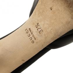 Pre Owned Gucci Black Leather Horsebit Slides Size 37.5