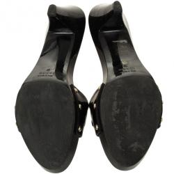 مملوكة مسبقًا Gucci Black Patent ‘Icon Bit’ Clog Slides Size 37.5