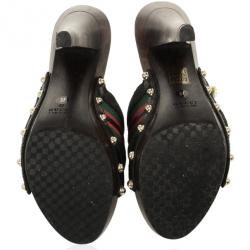 Gucci Black Monogram ‘Icon Bit’ High Heel Clogs Size 37