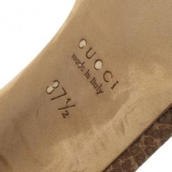 Pre Owned Gucci Bamboo Horsebit Tweed Kitty Slides Size 37.5
