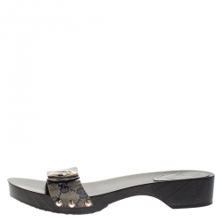 مملوكة مسبقًا صندل سلايد غوتشي هيستيريا كانفاس غوتشيسيما بيج/أزرق مقوى مقاس 37