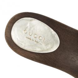 مملوكة مسبقًا Gucci GG Canvas Icon Bit Wooden Clogs Size 38