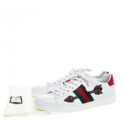 Pre Owned حذاء رياضي غوتشي منخفض من أعلى Ace جلد مزخرف سهم أبيض مقاس 38.5