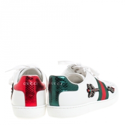 Pre Owned حذاء رياضي غوتشي منخفض من أعلى Ace جلد مزخرف سهم أبيض مقاس 38.5