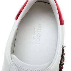 Pre Owned حذاء رياضي غوتشي منخفض من أعلى Ace جلد مزخرف سهم أبيض مقاس 38.5