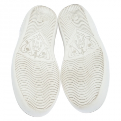 مملوكة مسبقًا Gucci White Leather Ace Embroidered Bee Low Top Sneakers Size 35