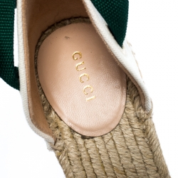 Pre Owned Gucci Multicolor Canvas And Web Lilibeth Platform Wedge Sandals Size 36
