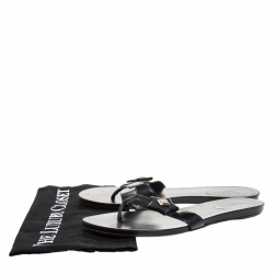 مملوكة مسبقًا Gucci Black Patent Leather Thong Slipper Sandals Size 38