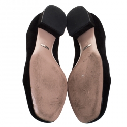 مملوكة مسبقًا حذاء باليرينا فلات غوتشي سويدي أسود GG كريستال مقاس 41