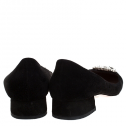 مملوكة مسبقًا حذاء باليرينا فلات غوتشي سويدي أسود GG كريستال مقاس 41