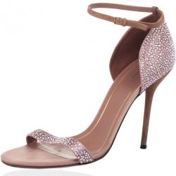 Gucci Pink Suede Noah Crystal Studded Ankle Strap Sandals Size 40