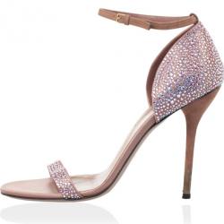 مملوكة مسبقًا Gucci Pink Suede Noah Crystal Studded Ankle Strap Sandals Size 40