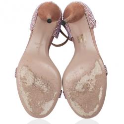 مملوكة مسبقًا Gucci Pink Suede Noah Crystal Studded Ankle Strap Sandals Size 40