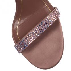 Gucci Pink Suede Noah Crystal Studded Ankle Strap Sandals Size 40