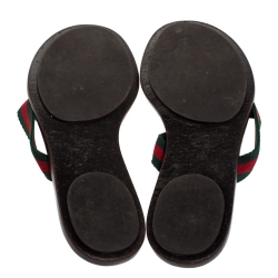 مملوكة مسبقًا Gucci Brown 'GG' Thong Web Detail Sandals With Double 'G' Ornament Size 37