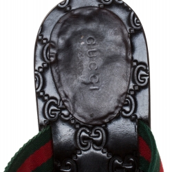 مملوكة مسبقًا Gucci Brown 'GG' Thong Web Detail Sandals With Double 'G' Ornament Size 37