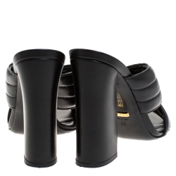 Pre Owned Gucci Black Quilted Leather Sylvia Crossover Mules Size 39