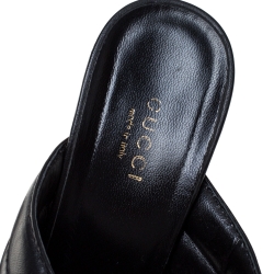Pre Owned Gucci Black Quilted Leather Sylvia Crossover Mules Size 39