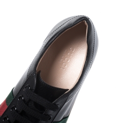 Gucci Black Leather Peggy Web Detail Platform Sneakers Size 36