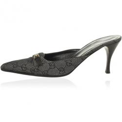 Pre Owned Gucci Black GG Denim Mules Size 40.5
