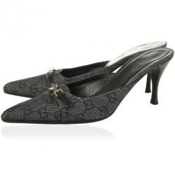 Pre Owned Gucci Black GG Denim Mules Size 40.5