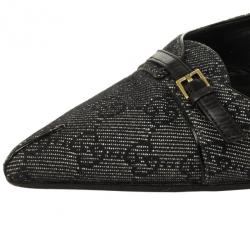 Pre Owned Gucci Black GG Denim Mules Size 40.5