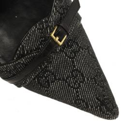 Pre Owned Gucci Black GG Denim Mules Size 40.5