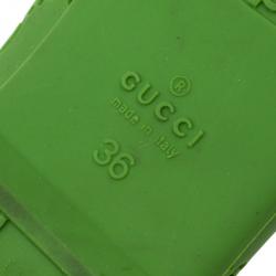 Pre Owned Gucci Green 'GG' Rubber Ballet Flats Size 36