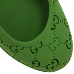 Pre Owned Gucci Green 'GG' Rubber Ballet Flats Size 36