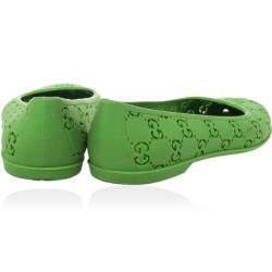 Pre Owned Gucci Green 'GG' Rubber Ballet Flats Size 36