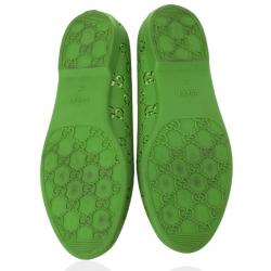 Pre Owned Gucci Green 'GG' Rubber Ballet Flats Size 36