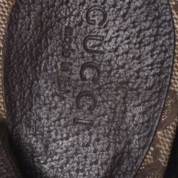 Pre Owned Gucci Brown Leather T-Bar Double D Ring Ankle Strap Sandals Size 37