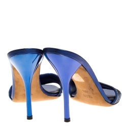 Pre Owned صندل غوتشي مقدمة مفتوحة ترتر أزرق مقاس 40.5