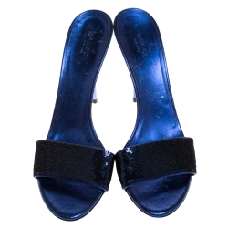 Pre Owned صندل غوتشي مقدمة مفتوحة ترتر أزرق مقاس 40.5