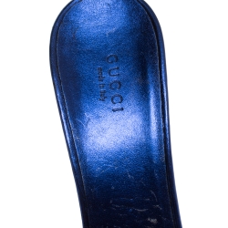 Pre Owned صندل غوتشي مقدمة مفتوحة ترتر أزرق مقاس 40.5