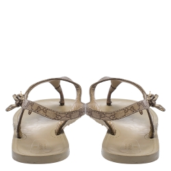 Pre Owned Gucci Metallic Gold Microguccissima Leather Thong Ankle Tie Sandals Size 39