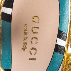 مملوكة مسبقًا Gucci Metallic Gold Leather Strappy Allie Knot Sandals Size 38