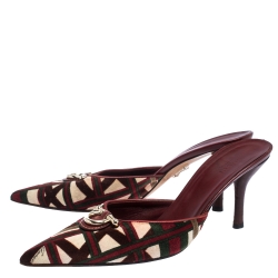 مملوكة مسبقًا Gucci Multicolor Velvet Pointed Toe Mules Size 39.5