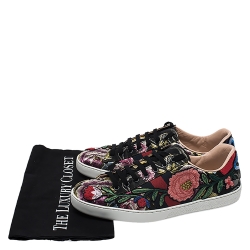 Gucci Multicolor Brocade Fabric Floral Embroidered Ace Low Top Sneakers Size 40