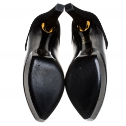 Pre Owned Gucci Black Suede Leather Platform Booties Size 39