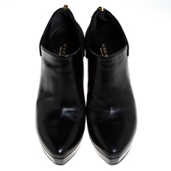 Pre Owned Gucci Black Suede Leather Platform Booties Size 39