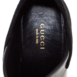 Pre Owned Gucci Black Suede Leather Platform Booties Size 39