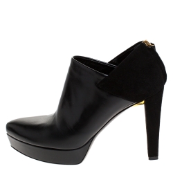 Pre Owned Gucci Black Suede Leather Platform Booties Size 39