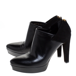 Pre Owned Gucci Black Suede Leather Platform Booties Size 39