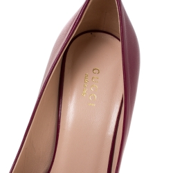 Pre Owned Gucci Dark Pink Leather Horsebit Pumps Size 36.5