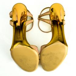 Pre Owned Gucci Begonia Rose GG Canvas Bee Jewel Sandals Size 39