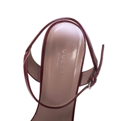 مملوكة مسبقًا Gucci Burgundy Leather Claudie Horsebit Peep Toe Platform Sandals Size 40